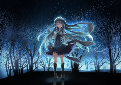 Fantasy Night HD Wallpaper of an Enigmatic Anime Girl