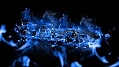 Blue Flame Burst on Black HD Wallpaper