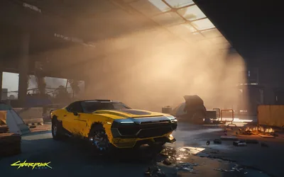 Dusty Garage with a Yellow Car HD Wallpaper