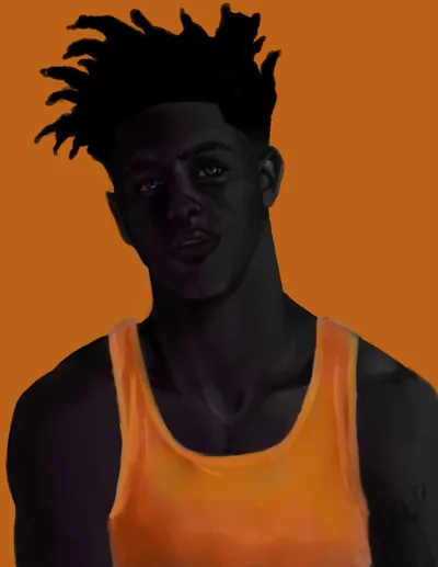 Painted Portrait of a Boy in Orange HD Phone Wallpaper
