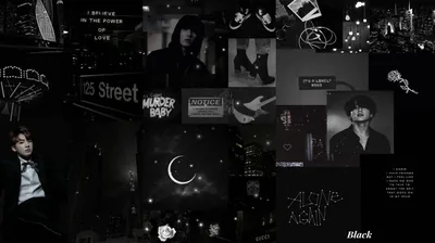 Grey Photo Collage with Crescent Moon HD Wallpaper