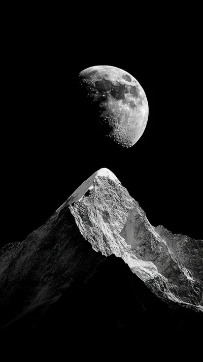 Gibbous Moon Above a Mountain Peak HD Phone Wallpaper