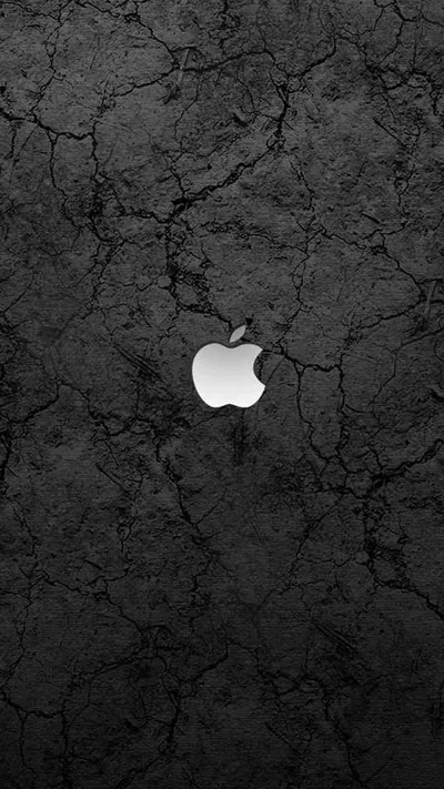 Apple Logo on Cracked Stone Texture HD Phone Wallpaper