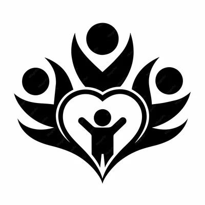 Family love logo and icon illustration black and white