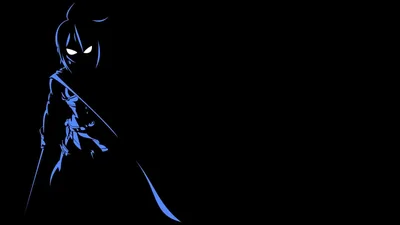 Blue Glowing Silhouette on Pure Black HD Wallpaper