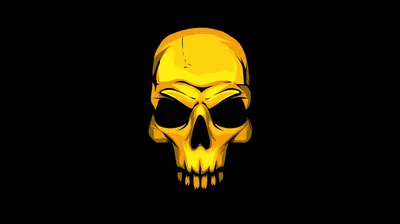 Glossy Gold Skull on Black HD Wallpaper