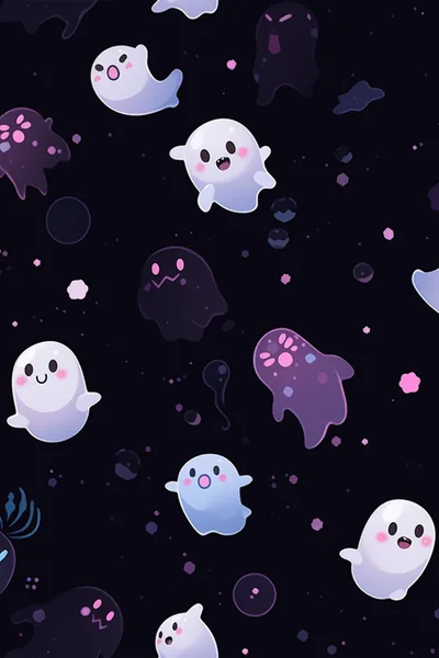 Cute Ghost Pattern on Black Background