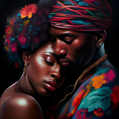 Colourful Painting of an Embracing Couple HD Wallpaper