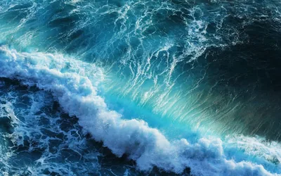Churning Teal Wave From Above HD Wallpaper