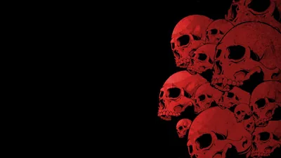 Red Skull Pile on Black HD Wallpaper