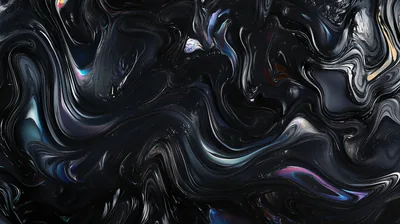 Iridescent Black Liquid Marble HD Wallpaper