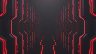 Red Circuit Corridor in Neon HD Wallpaper