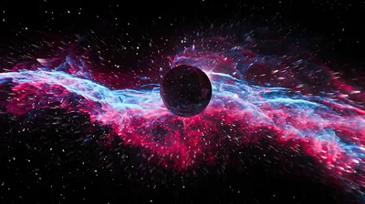 Dark Planet in a Pink Nebula HD Wallpaper