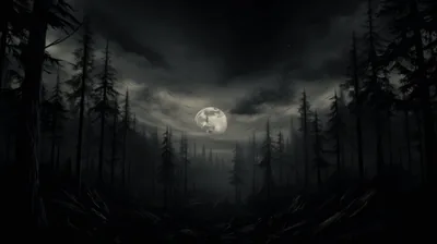 Full Moon Over a Dead Forest HD Wallpaper