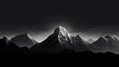 Backlit Mountain Peaks in Grey HD Wallpaper