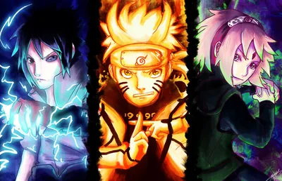 Sasuke, Naruto and Sakura Panels HD Wallpaper