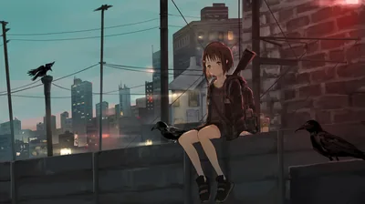 Anime Girl Sitting Alone Roof Sad 4k Wallpaper, HD Anime Wallpapers, 4k