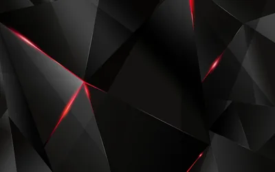 Black Polygons with Red Light Edges HD Wallpaper