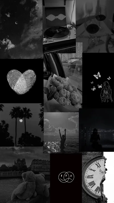 Greyscale Photo Collage for Phone HD Wallpaper