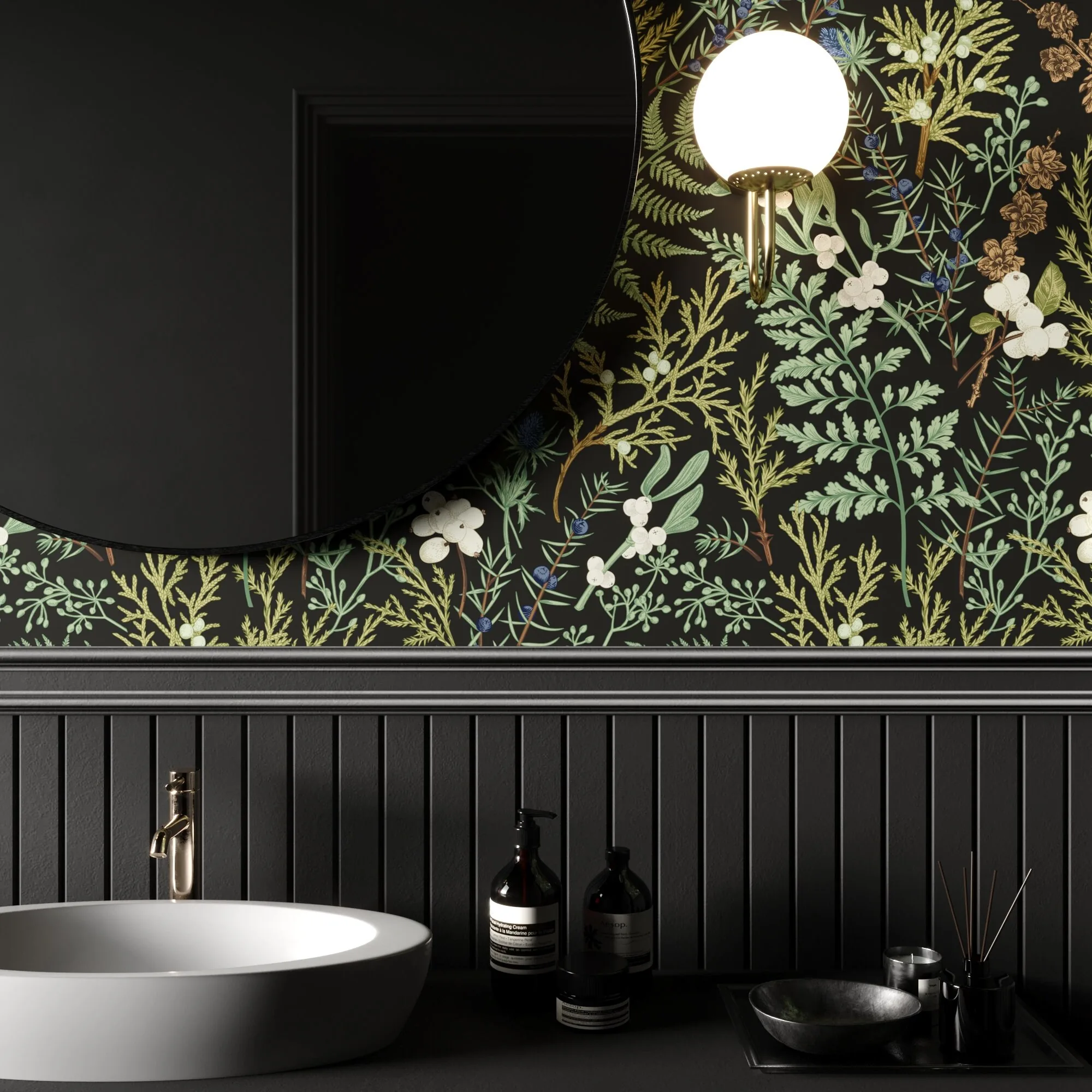 Vintage Moody Botanical Fern Wallpaper
