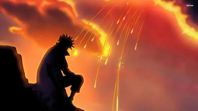 Ninja Silhouette Against Falling Embers HD Wallpaper