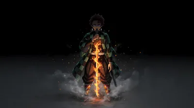 Anime Boy in a Column of Fire HD Wallpaper