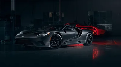 Ford GT with Red Accents in a Dark Studio HD Wallpaper
