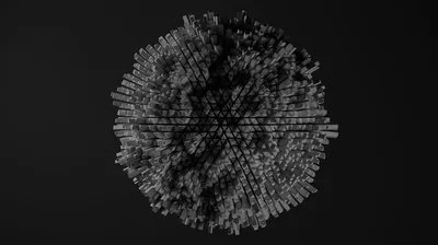 Grey Voxel Sphere on Black HD Wallpaper