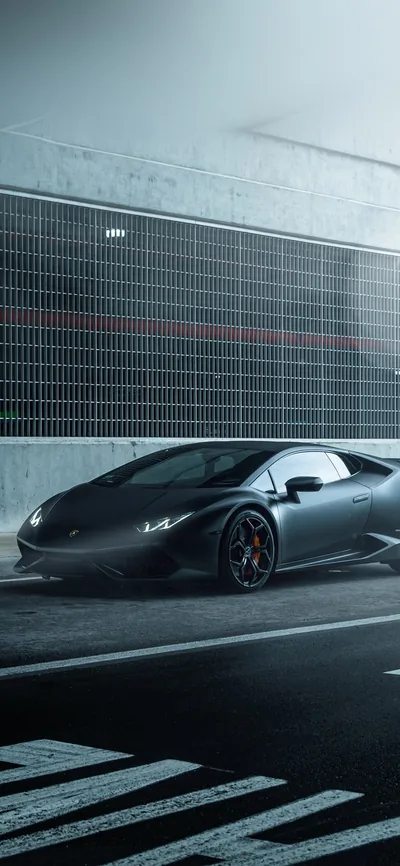 Lamborghini Huracan Vellano Matte Black Car iPhone Wallpaper