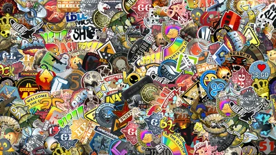 Vibrant Sticker Bomb Wallpaper HD Sticker Collage Desktop Background