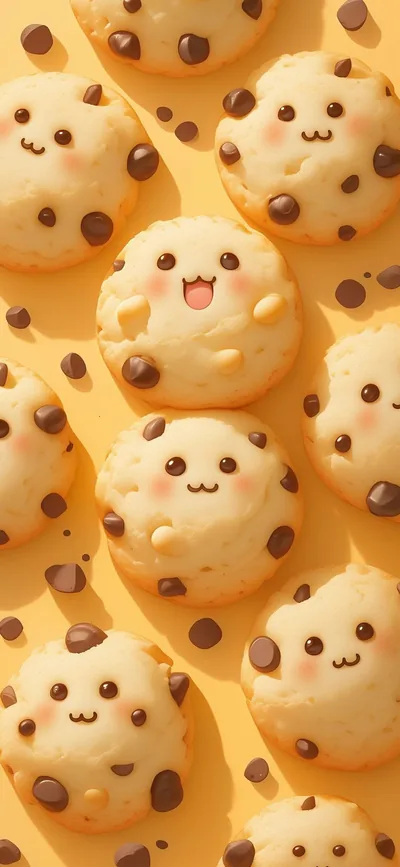 Cookie Faces on Warm Yellow HD Phone Wallpaper