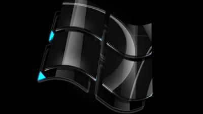 Windows Logo in Black Glass HD Wallpaper