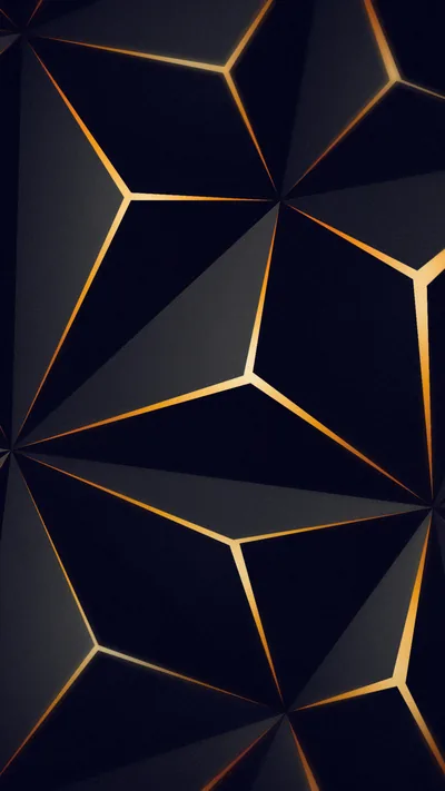 Gold Edged Polygons for Phone Screens HD Wallpaper