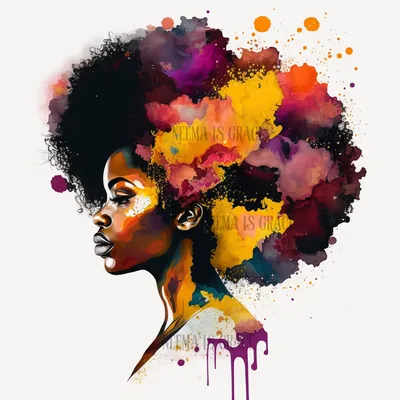 Colorful Black Woman Digital Art, Wall Art, Black Girl Magic, Self