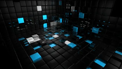 Black Blue 3D Cubes HD Abstract Wallpapers