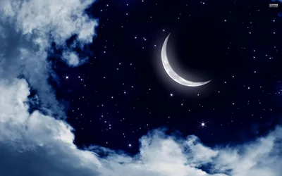Crescent Moon Among Torn Clouds HD Wallpaper