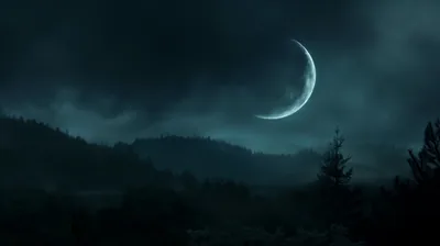 Resolution HD Moon Over Dark Mystic Forest 4K Wallpaper