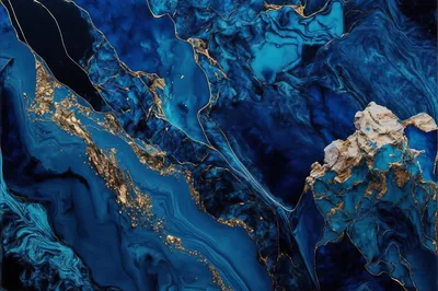 Stunning Blue Gold Marble Wallpaper Accent Wall Decor Etsy