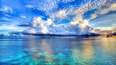 Cloud Bank Reflected in a Calm Lagoon HD Wallpaper