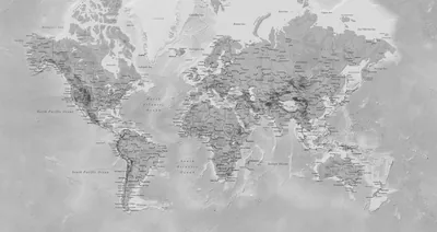 Detailed World Map Black & White