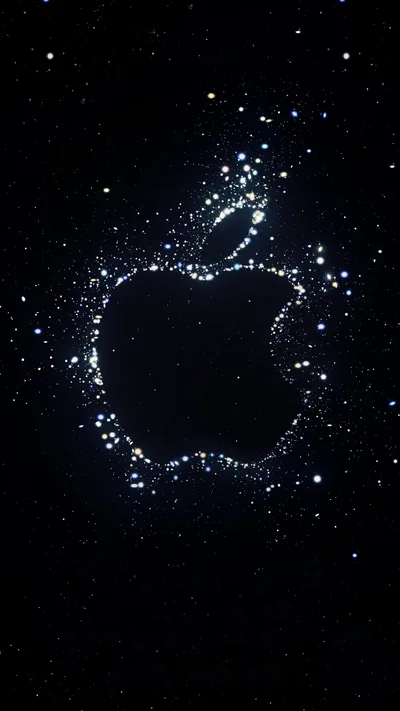 Apple Logo in Blue Light Particles HD Phone Wallpaper