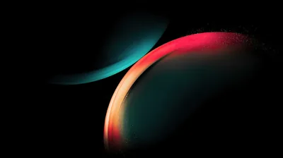 Red Ring and Teal Arc on Black HD Wallpaper
