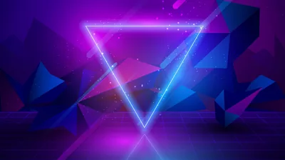 White Triangle Outline over Low Poly Shards HD Wallpaper