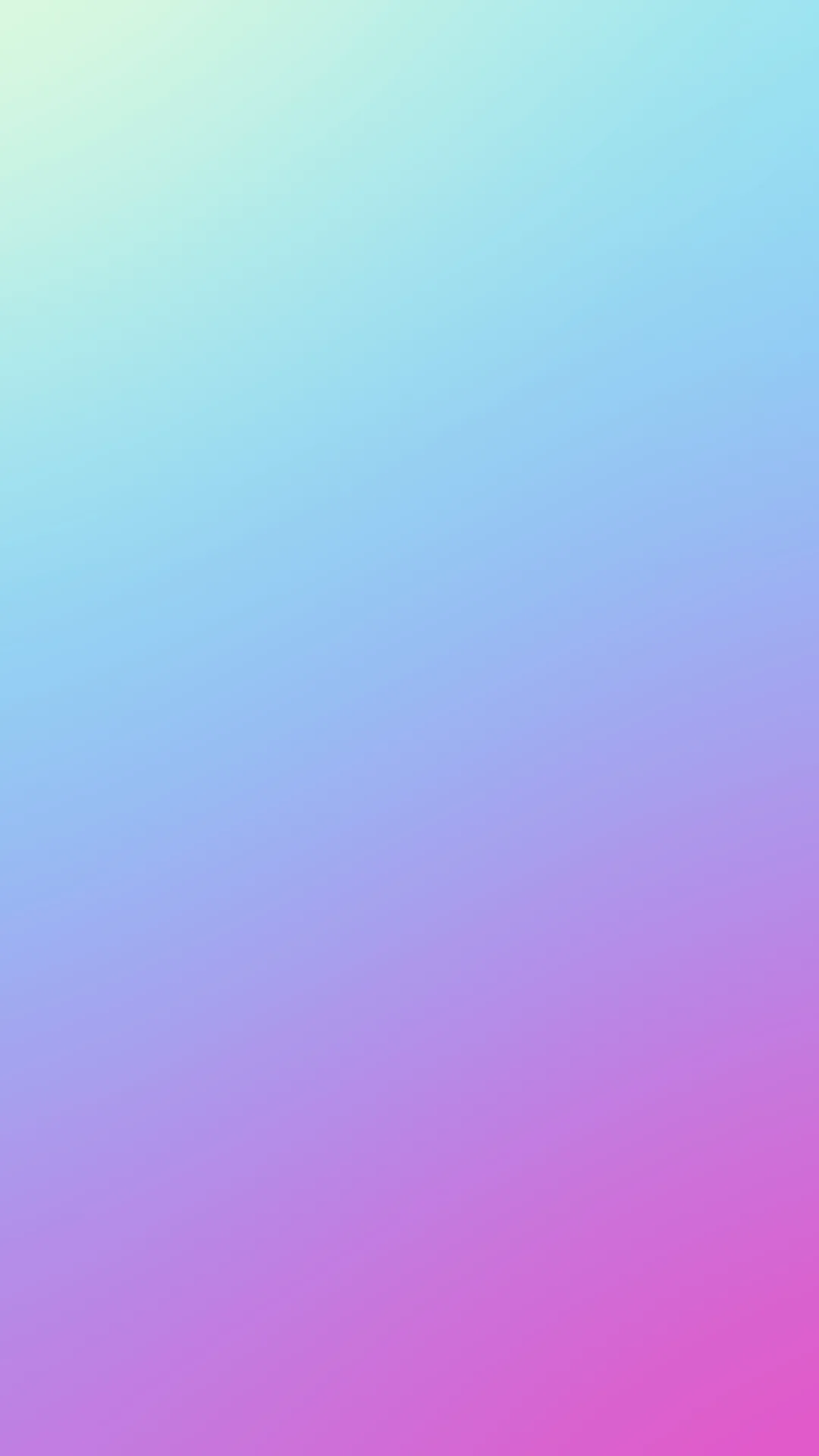 Pale mint light at the top corner cools into sky blue, then warms to orchid pink at the base — a smooth vertical blend that keeps home-screen icons legible.