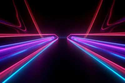 Neon Runway Light Trails HD Wallpaper