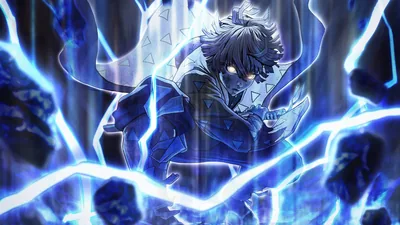 Blue Lightning Around an Anime Boy HD Wallpaper