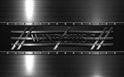 Windows 7 on Brushed Metal HD Wallpaper