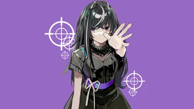 Anime Girl with an Eyepatch on Purple HD Wallpaper