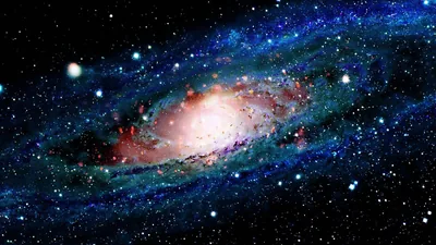 Teal Spiral Arms Around a White Core HD Wallpaper
