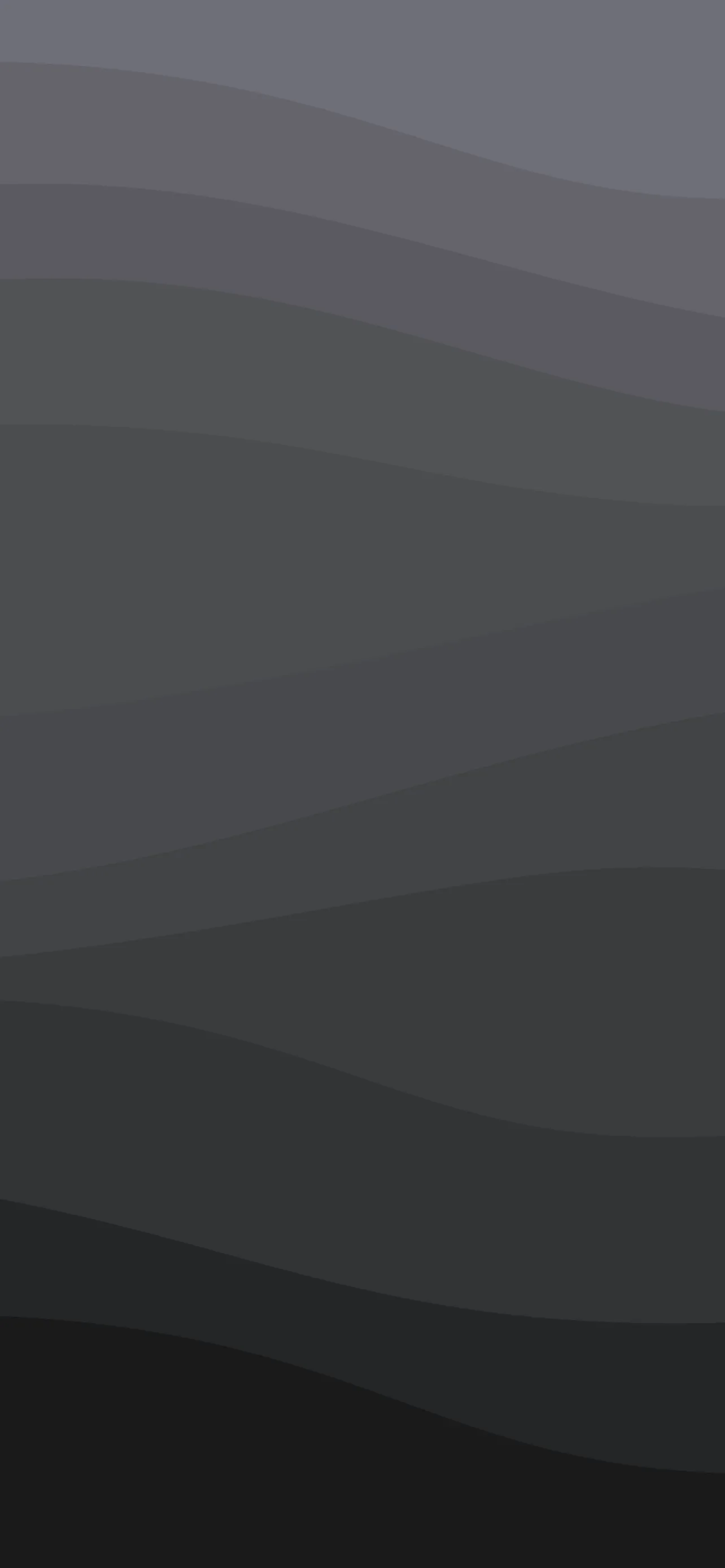 Smooth wave bands step down from pale grey-violet at the top to near black at the base, so the dock sits on the darkest layer.
